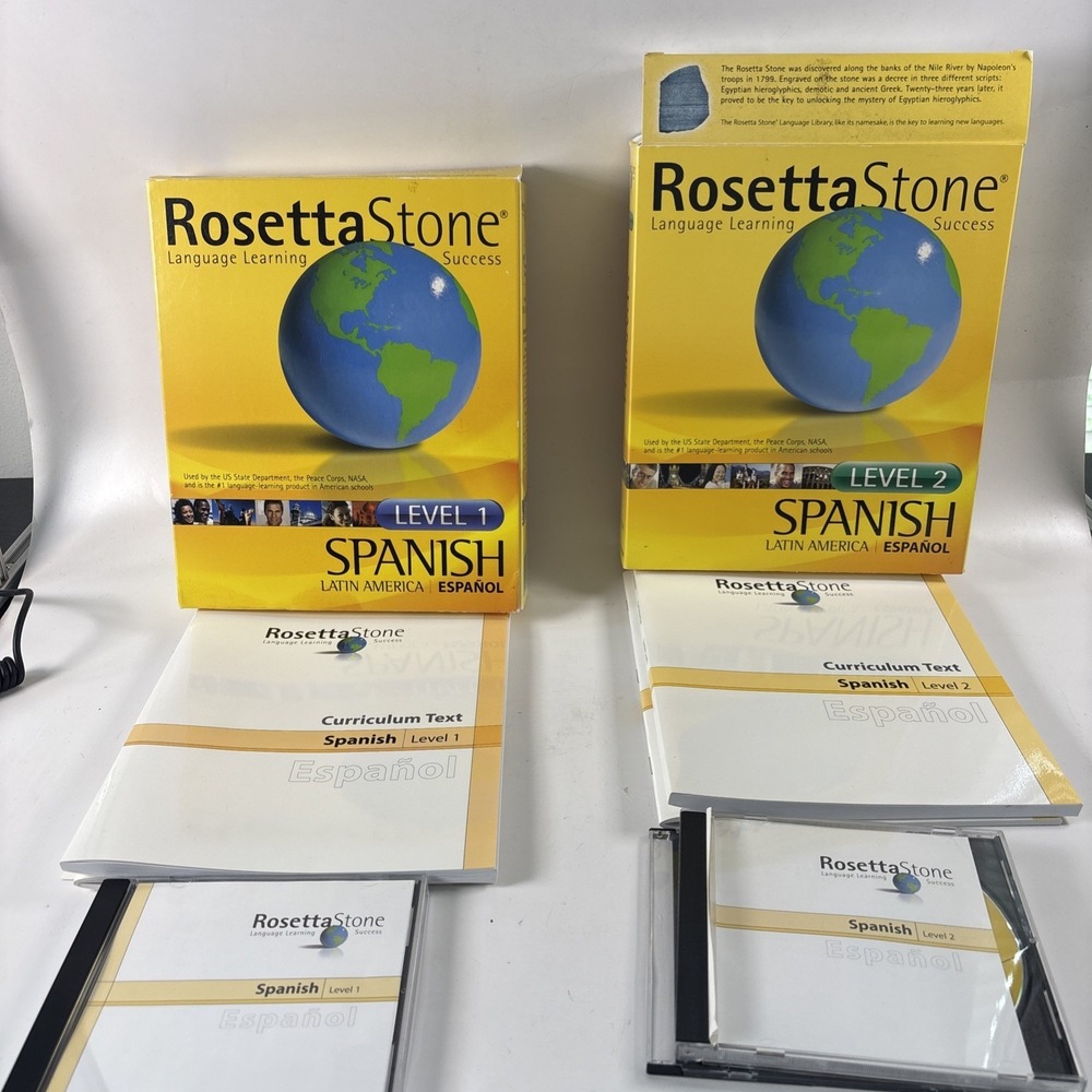 Rosetta Stone Spanish Latin America Levels 1 & 2 Complete Set CDs & Books